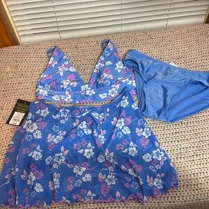 ArtClass 3Piece Blue Flower Bathing Suit